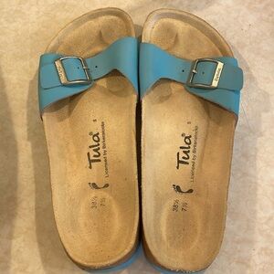 Tula Birkenstock Slides Size 7 1/2 38 1/2 Turquoise Slip on